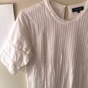 Roolee White Linen Dress with Pleats